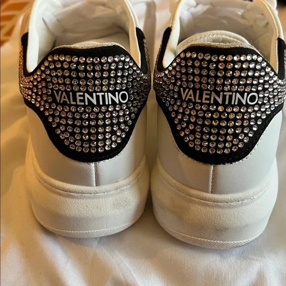 Valentino Women's White Sneakers with Black and Silver Accents - Picture 2 of 13